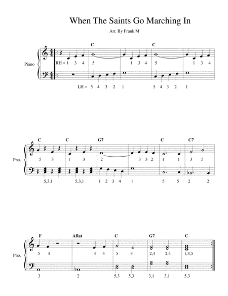 Free Sheet Music The Saint Go Marchin In