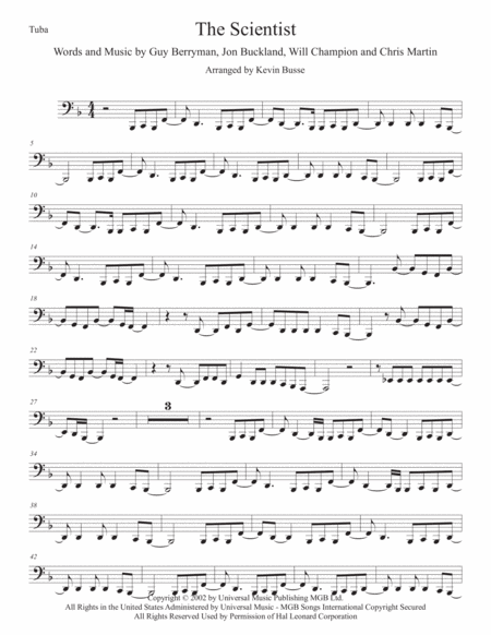 The Scientist Tuba Sheet Music