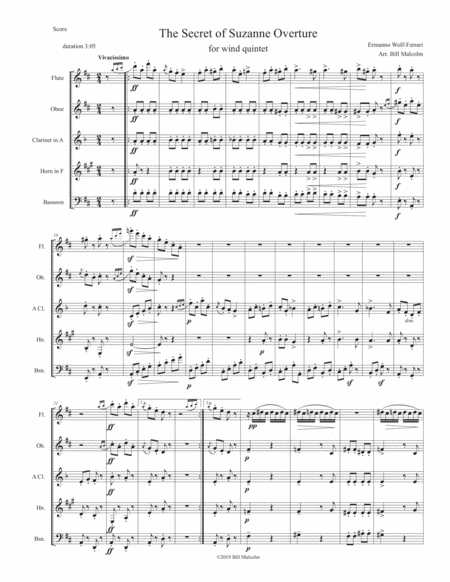 The Secret Of Suzanne Overture For Wind Quintet Sheet Music