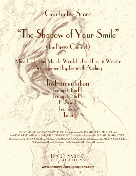 Free Sheet Music The Shadow Of Your Smile For Brass Quintet