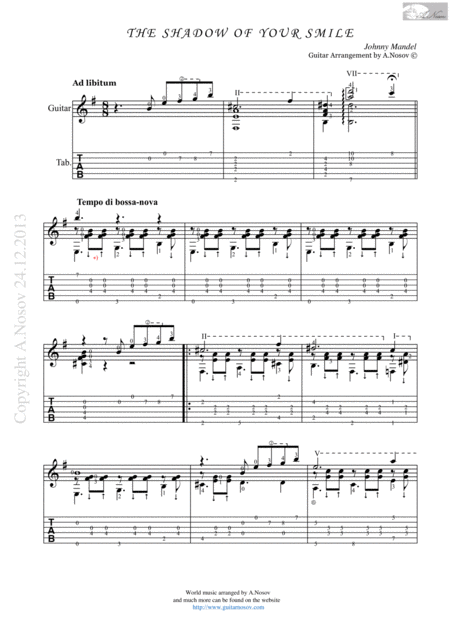 The Shadow Of Your Smile Sheet Music For Guitar Sheet Music