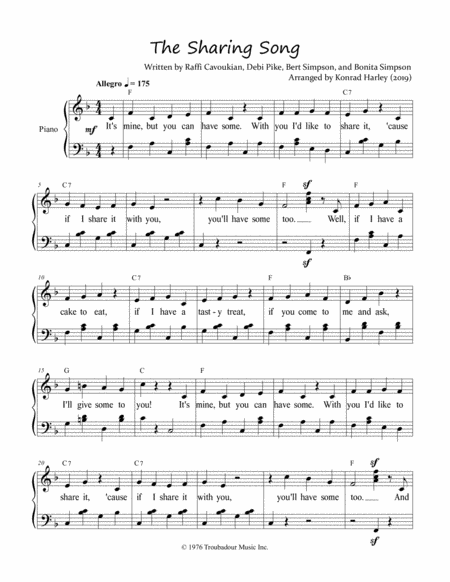 The Sharing Song Sheet Music