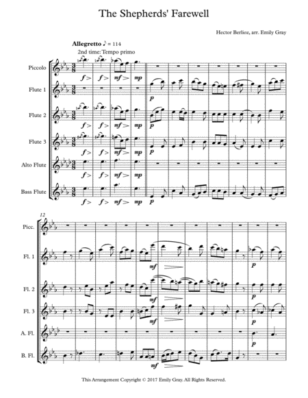 The Shepherds Farewell For Flute Choir Score Sheet Music