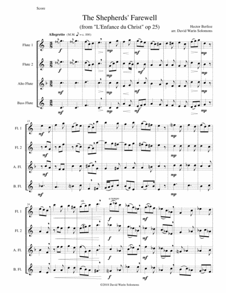 The Shepherds Farewell For Flute Quartet Sheet Music