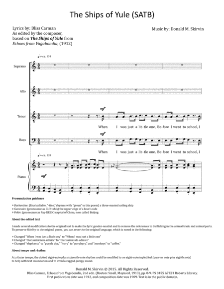 Free Sheet Music The Ships Of Yule Satb