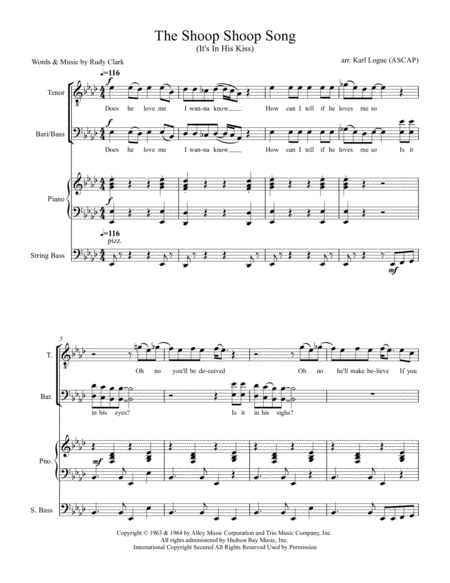 The Shoop Shoop Song Its In His Kiss Sheet Music