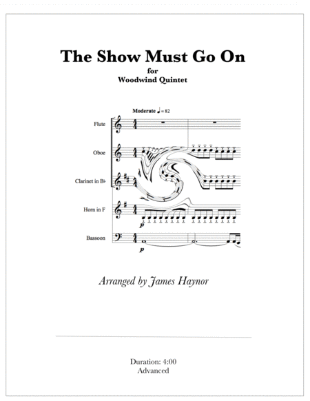 Free Sheet Music The Show Must Go On For Woodwind Quintet