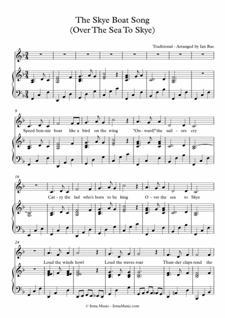 The Skye Boat Song Speed Bonnie Boat For Voice Sheet Music