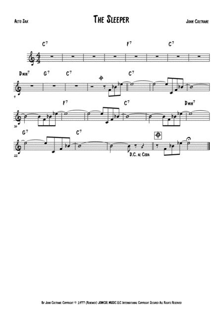 The Sleeper Alto Sax Sheet Music