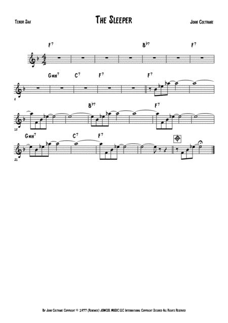 Free Sheet Music The Sleeper Tenor Sax