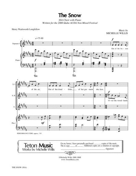 The Snow Sheet Music