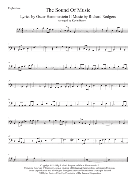 Free Sheet Music The Sound Of Music Easy Key Of C Euphonium