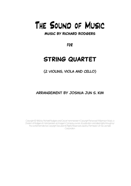 Free Sheet Music The Sound Of Music For String Quartet