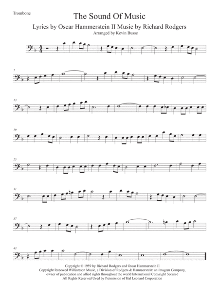 The Sound Of Music Original Key Trombone Sheet Music