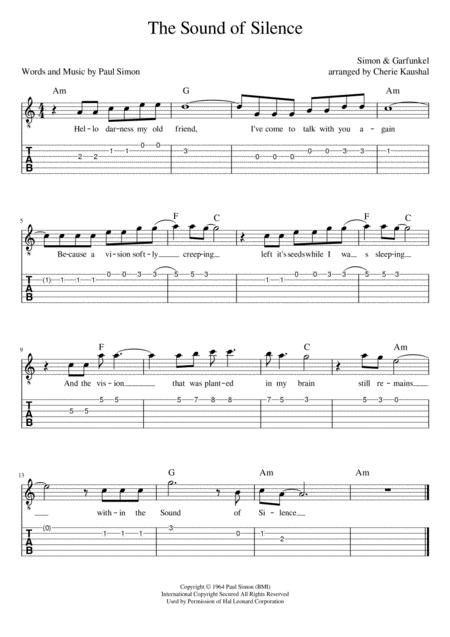 The Sound Of Silence Beginner Guitar Sheet Music