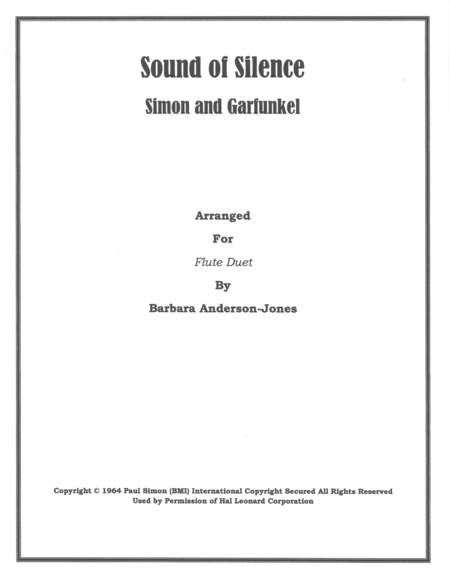 Free Sheet Music The Sound Of Silence Flute Duet