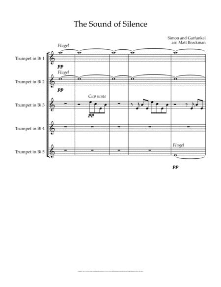Free Sheet Music The Sound Of Silence For 5 Trumpets