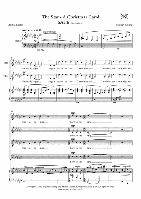 The Star A Christmas Carol Sheet Music