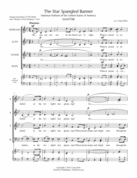 Free Sheet Music The Star Spangled Banner Arr Casey Rule