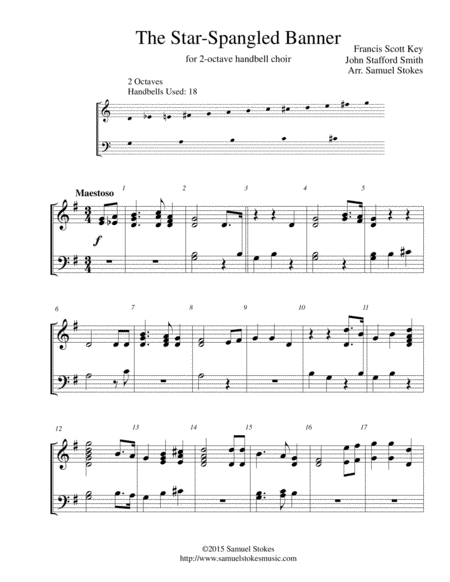 Free Sheet Music The Star Spangled Banner For 2 Octave Handbell Choir