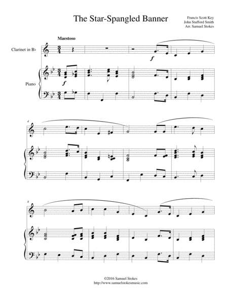 The Star Spangled Banner For Clarinet And Piano Sheet Music