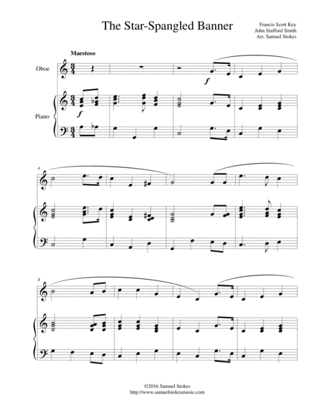 The Star Spangled Banner For Oboe And Piano Sheet Music