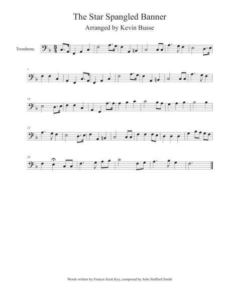 Free Sheet Music The Star Spangled Banner Trombone