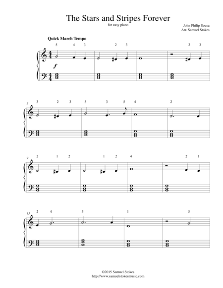 The Stars And Stripes Forever For Easy Piano Sheet Music