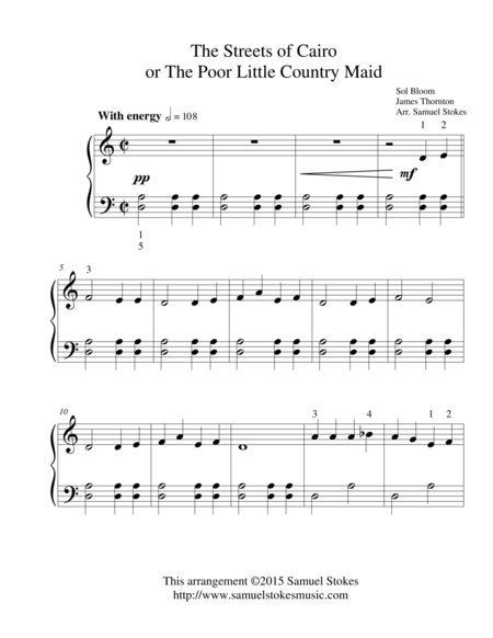 The Streets Of Cairo Or The Poor Little Country Maid Easy Piano Sheet Music