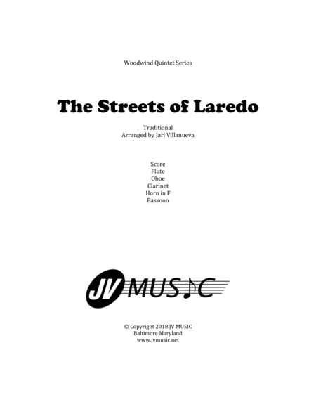 The Streets Of Laredo For Woodwind Quintet Sheet Music