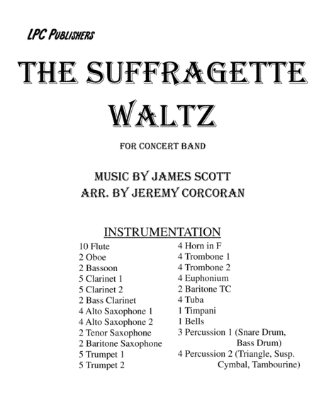 The Suffragette Waltz For Concert Band Sheet Music