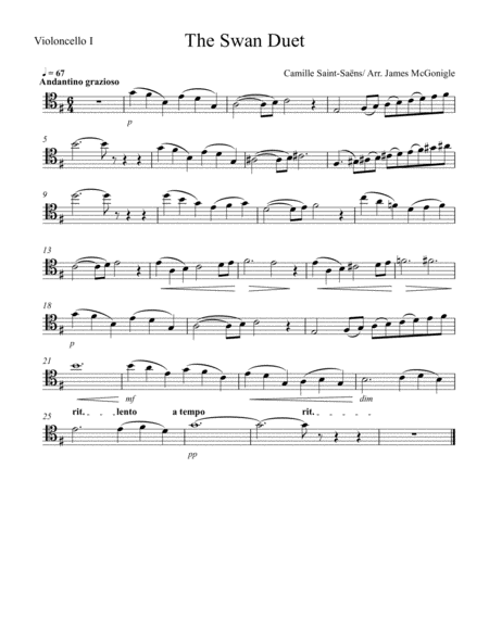 Free Sheet Music The Swan Duet