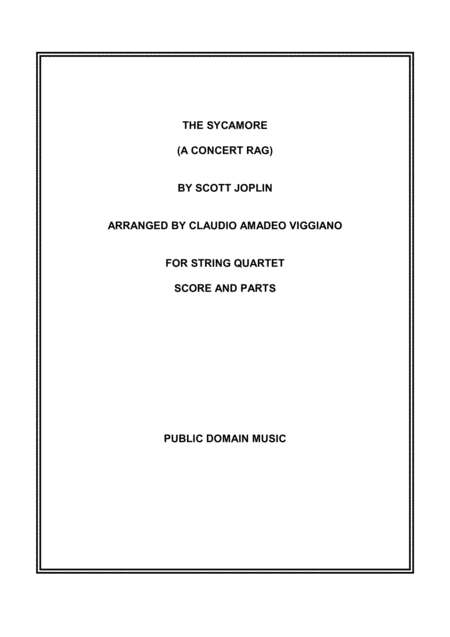 The Sycamore A Concert Rag Sheet Music