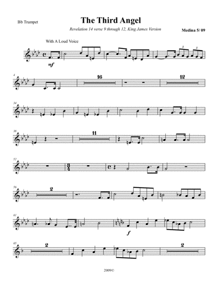 The Third Angel Bb Trumpet Part Sheet Music