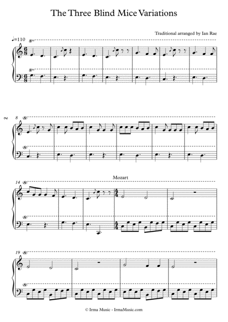 The Three Blind Mice Variations Sheet Music