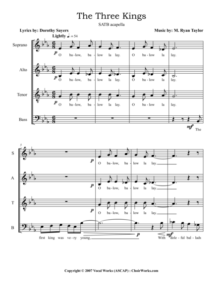 The Three Kings Satb Acapella Sheet Music