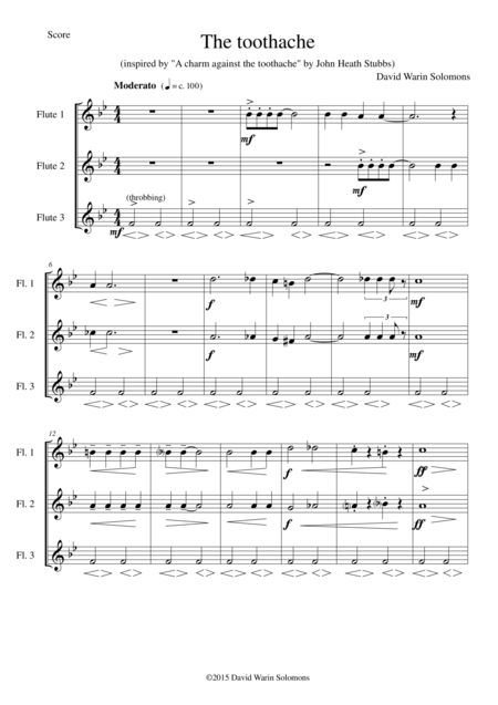 The Toothache For Flute Trio Sheet Music