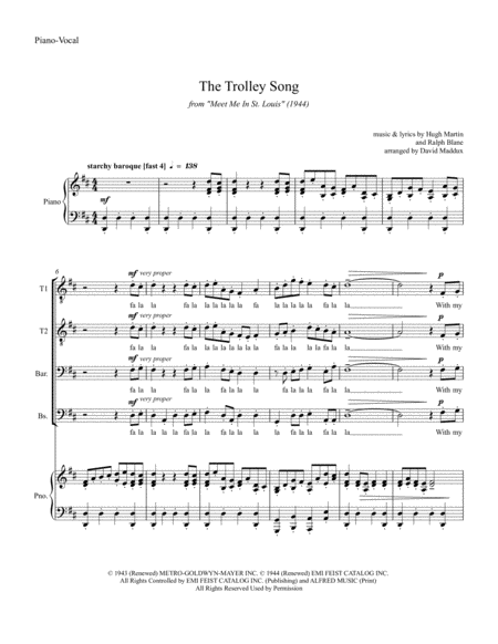 Free Sheet Music The Trolley Song From The Movie Meet Me In St Louis