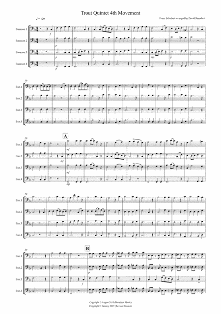 Free Sheet Music The Trout 4th Movement For Bassoon Quartet