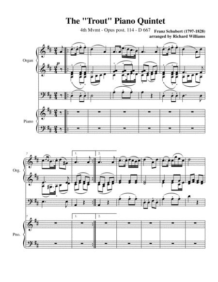 The Trout Piano Quintet Sheet Music