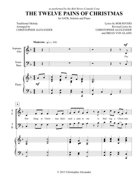 Free Sheet Music The Twelve Pains Of Christmas