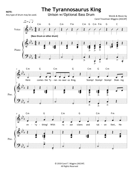 Free Sheet Music The Tyrannosaurus King