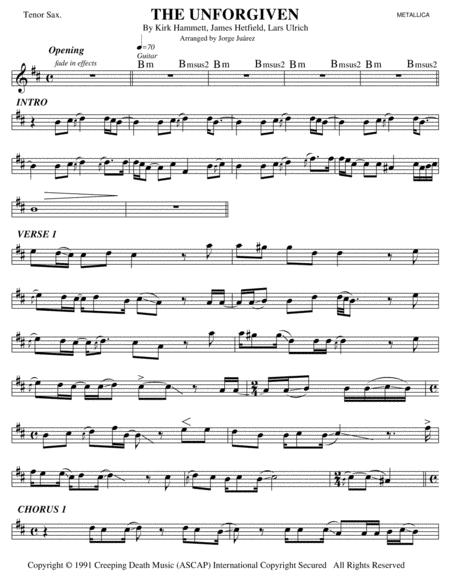 Free Sheet Music The Unforgiven Tenor Sax