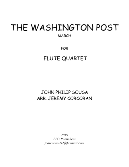 Free Sheet Music The Washington Post March For Flute Quartet