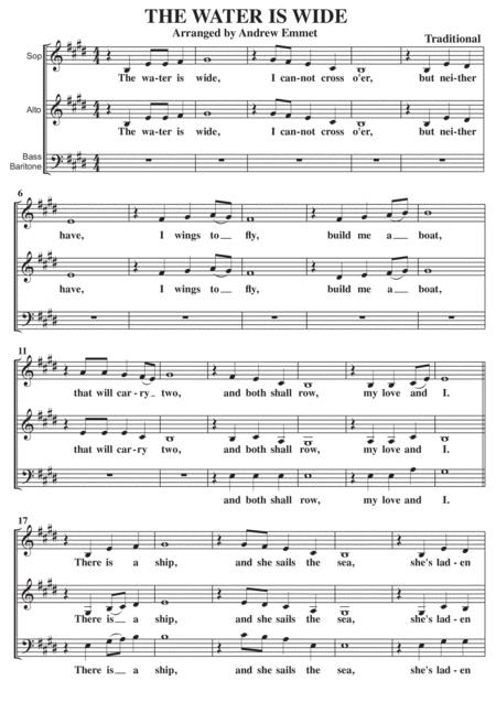 Free Sheet Music The Water Is Wide A Cappella Sab