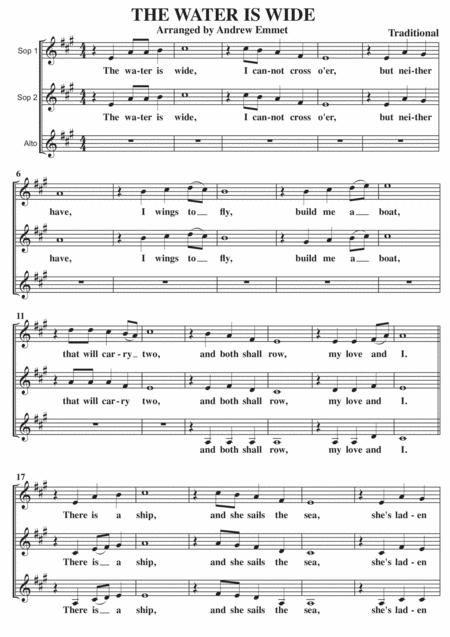 The Water Is Wide A Cappella Ssa Sheet Music