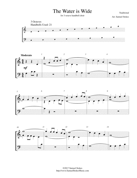 Free Sheet Music The Water Is Wide For 3 Octave Handbell Choir