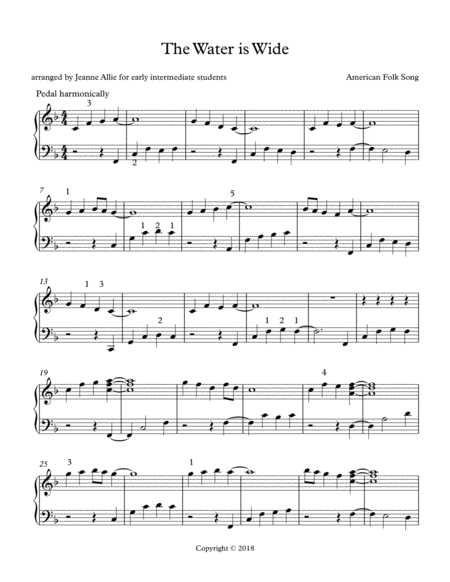 Free Sheet Music The Water Is Wide For Early Intermediate Piano