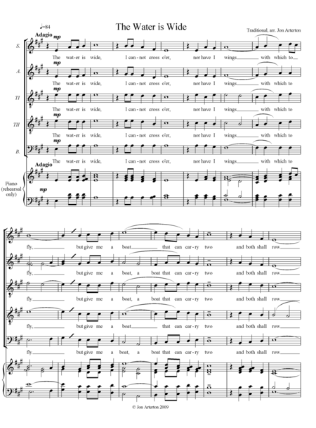 The Water Is Wide Sattb A Cappella Sheet Music