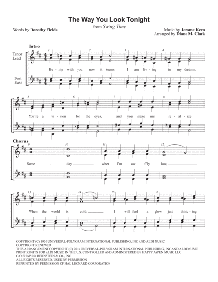 The Way You Look Tonight Choral Pricing Sheet Music